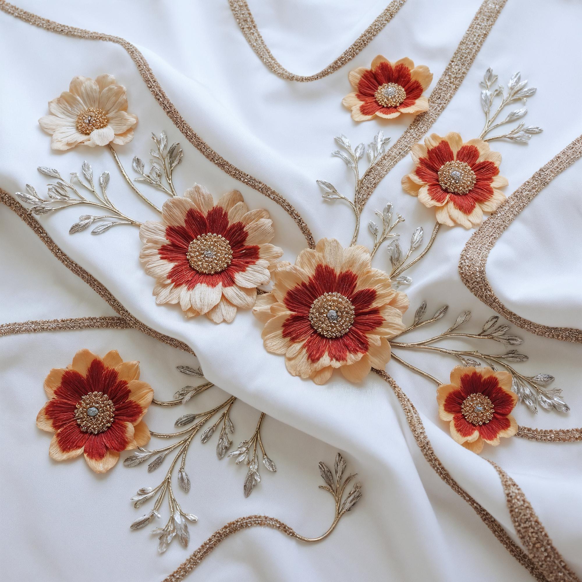 finished embroidered fabric in luxury setting